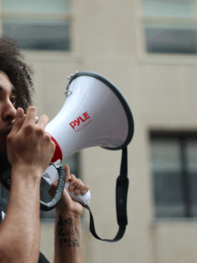 protest, loudspeaker