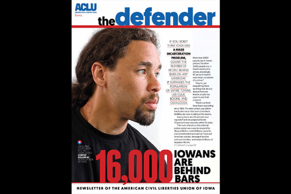 This Fall 2019 cover of The Defender shows Cortez Kellem-El, who was put in prison for 18 years for a variety of drug and other non-violent charges.