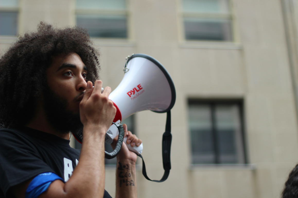 protest, loudspeaker