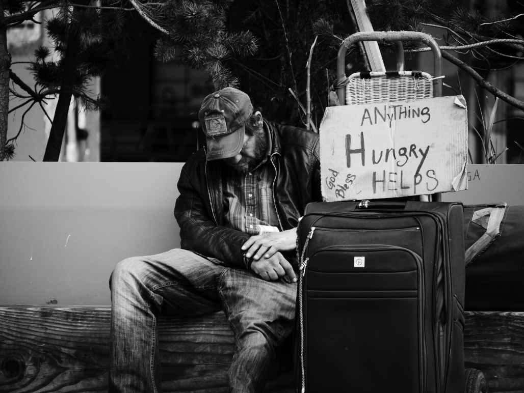 homeless person panhandling